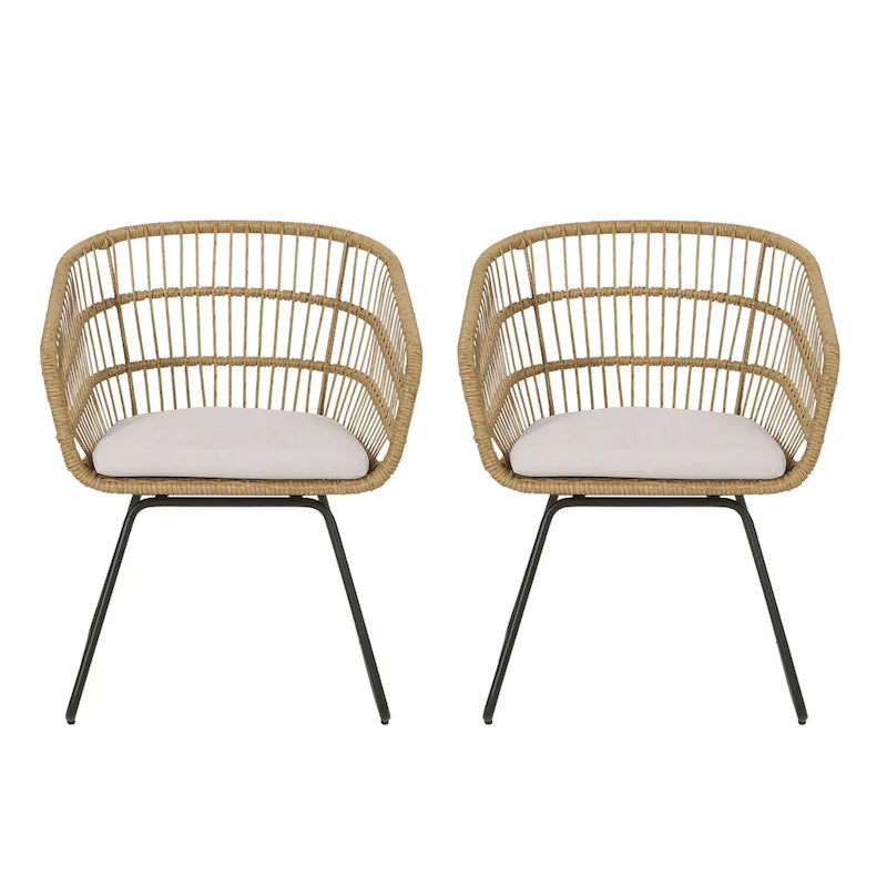 Lemere Outdoor Wicker Dining Chair with Cushion (Set of 2) by Christopher Knight Home