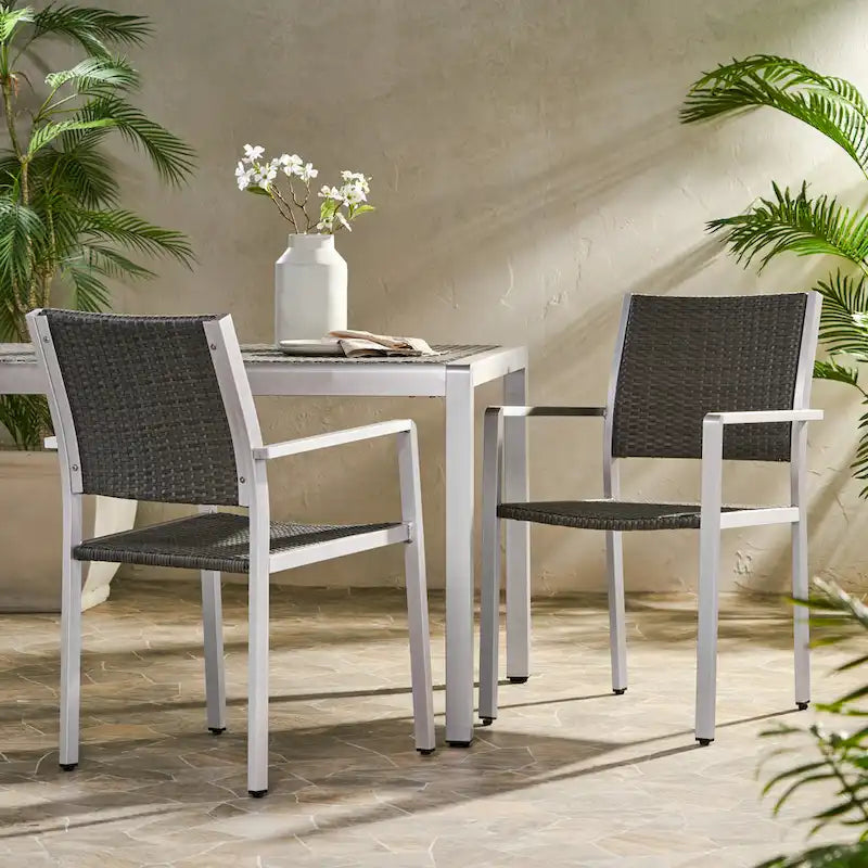 Cape Coral Outdoor Rectangle Aluminum Dining Chair (Set of 2) by Christopher Knight Home