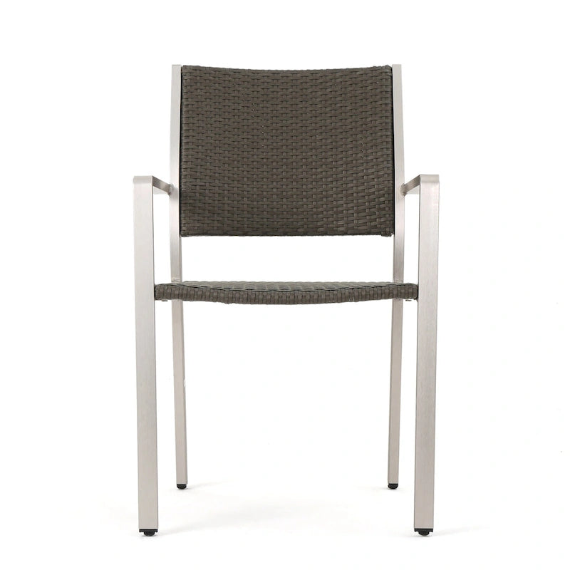 Cape Coral Outdoor Rectangle Aluminum Dining Chair (Set of 2) by Christopher Knight Home