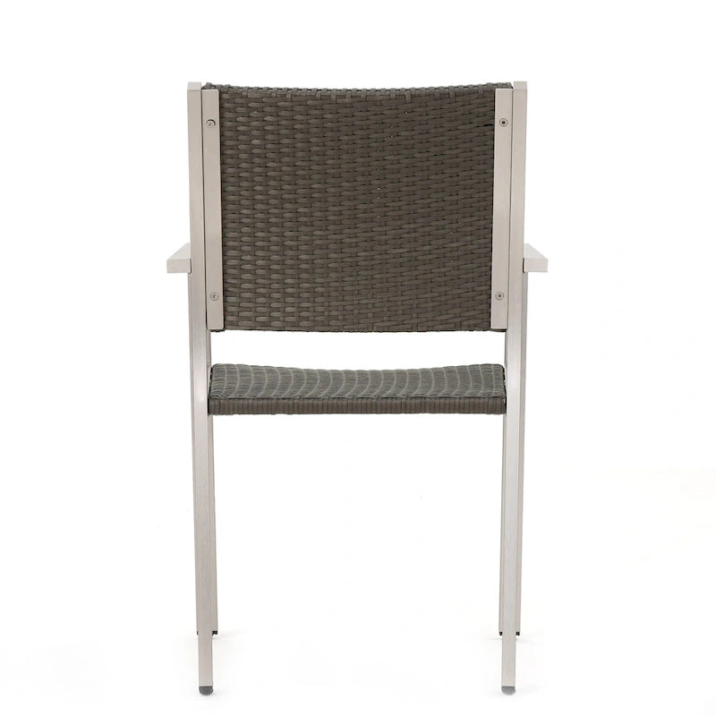 Cape Coral Outdoor Rectangle Aluminum Dining Chair (Set of 2) by Christopher Knight Home