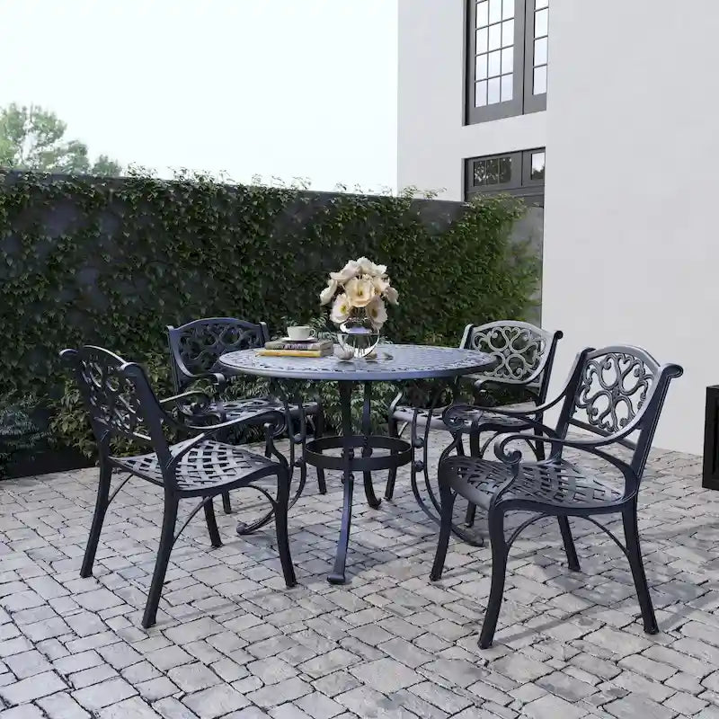 Sanibel Black Aluminum 5 Piece Outdoor Dining Set - 42  x 29  x 42