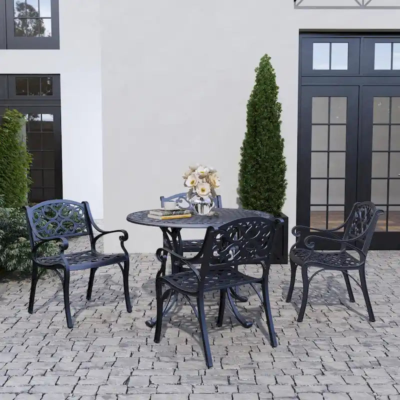 Sanibel Black Aluminum 5 Piece Outdoor Dining Set - 42  x 29  x 42