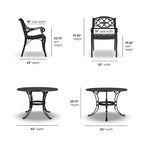 Sanibel Black Aluminum 5 Piece Outdoor Dining Set - 42  x 29  x 42