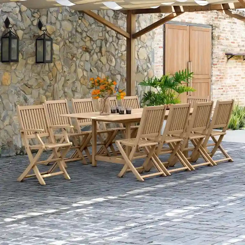 11-piece Teak Dining Set with Armchairs - 11 Piece