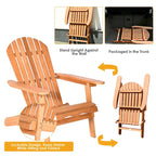 4 PCS Eucalyptus Adirondack Chair Foldable Outdoor Wood Lounger Chair