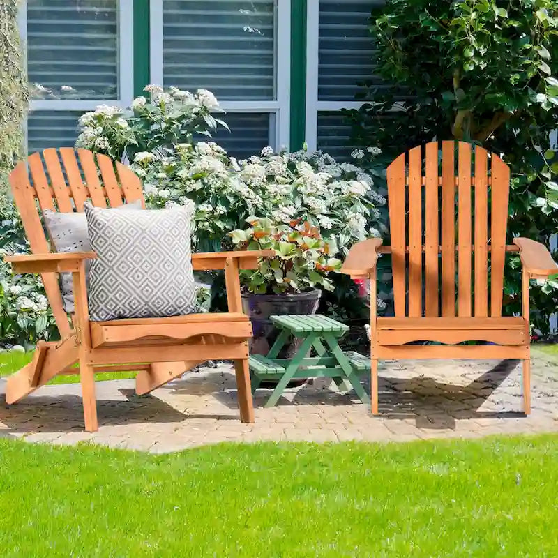 4 PCS Eucalyptus Adirondack Chair Foldable Outdoor Wood Lounger Chair
