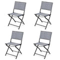 4PCS Patio Dining Chairs Outdoor Wicker Folding Chair Set