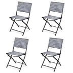 4PCS Patio Dining Chairs Outdoor Wicker Folding Chair Set