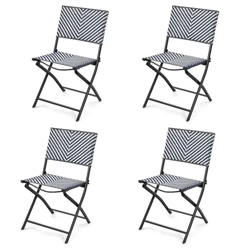 4PCS Patio Dining Chairs Outdoor Wicker Folding Chair Set