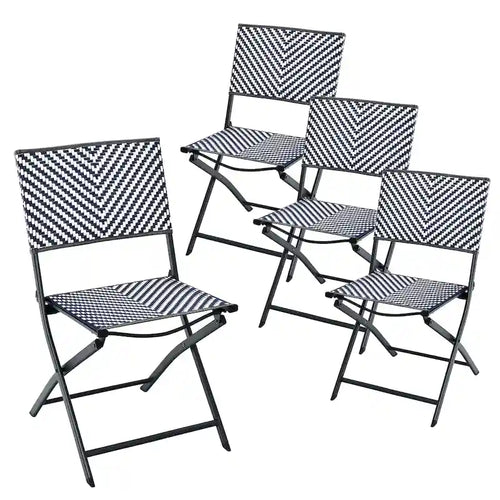 4PCS Patio Dining Chairs Outdoor Wicker Folding Chair Set