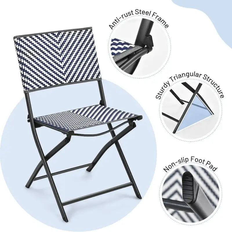 4PCS Patio Dining Chairs Outdoor Wicker Folding Chair Set