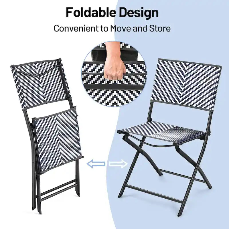 4PCS Patio Dining Chairs Outdoor Wicker Folding Chair Set