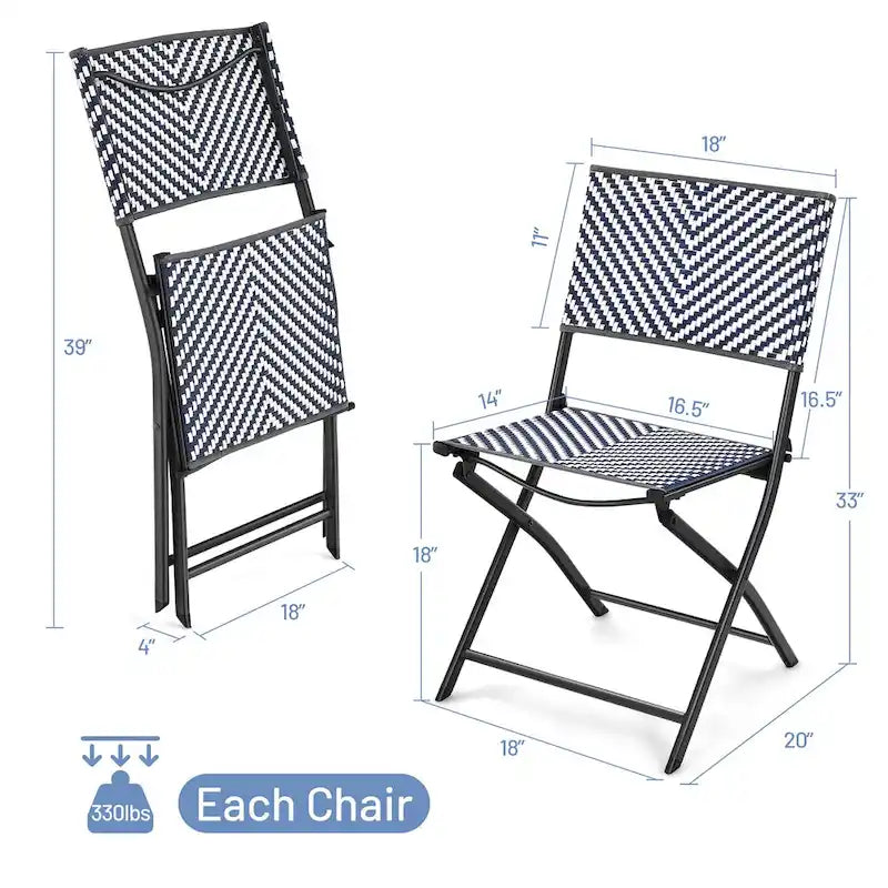 4PCS Patio Dining Chairs Outdoor Wicker Folding Chair Set