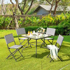 4PCS Patio Dining Chairs Outdoor Wicker Folding Chair Set