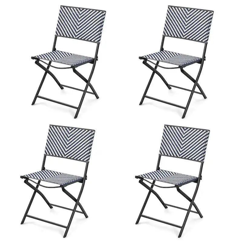 4PCS Patio Dining Chairs Outdoor Wicker Folding Chair Set
