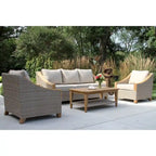 Gray Wicker Teak Sofa Set 4-Piece with Cushions