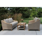 Gray Wicker Teak Sofa Set 4-Piece with Cushions