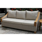 Gray Wicker Teak Sofa Set 4-Piece with Cushions