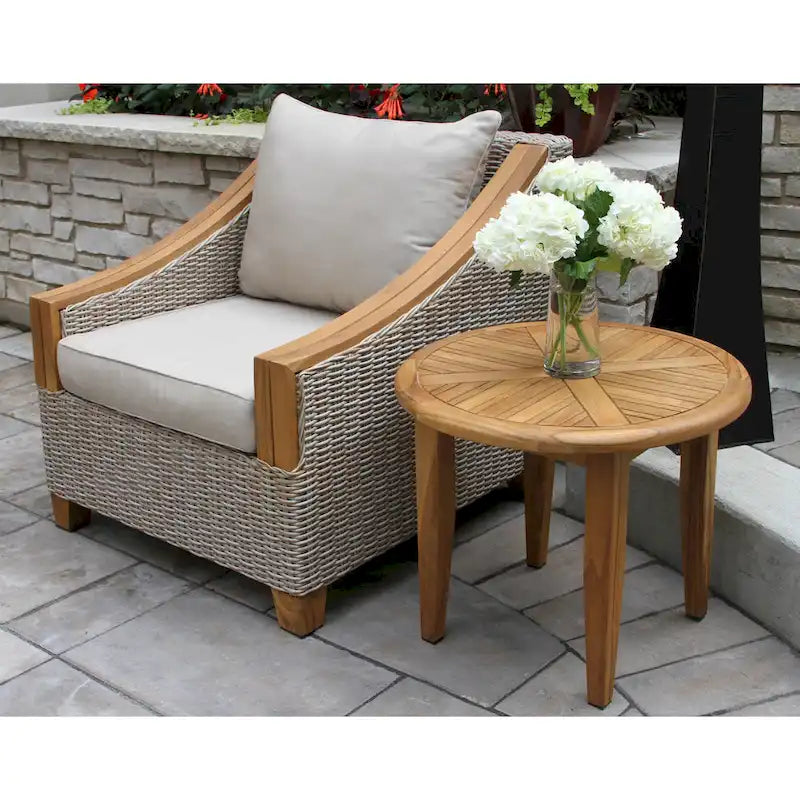 Gray Wicker Teak Sofa Set 4-Piece with Cushions
