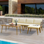 Moasis 4-Piece Outdoor Patio Conversation Set Wicker Sectional L-Shaped Sofa with Cushions and Side Table