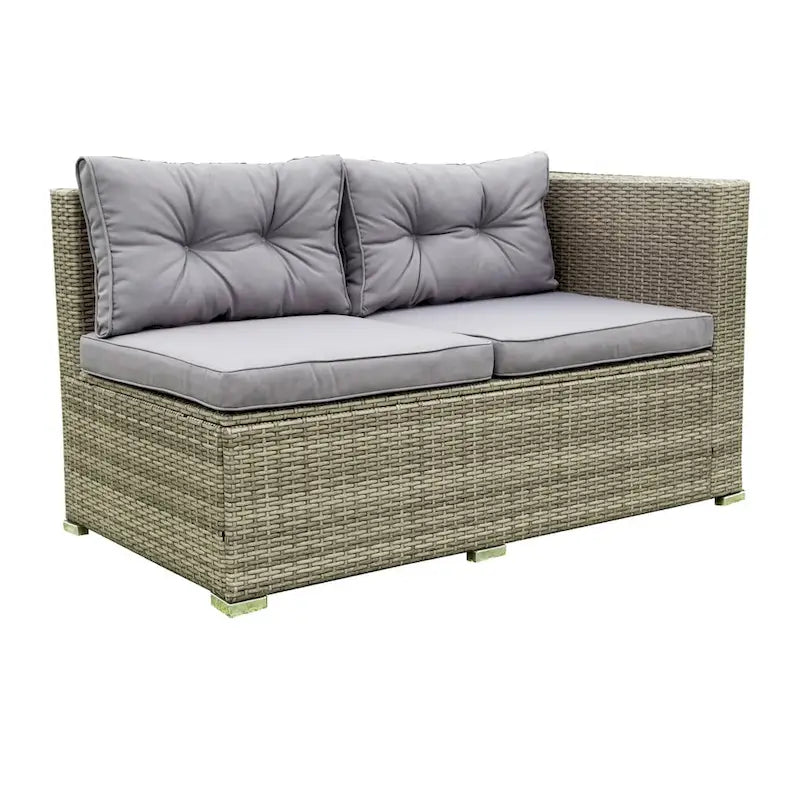 4 Piece Patio Sectional Wicker Rattan Sofa Set with Storage Box