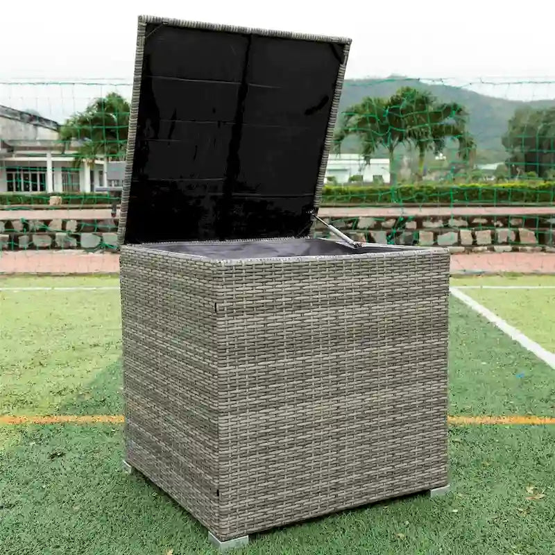4 Piece Patio Sectional Wicker Rattan Sofa Set with Storage Box