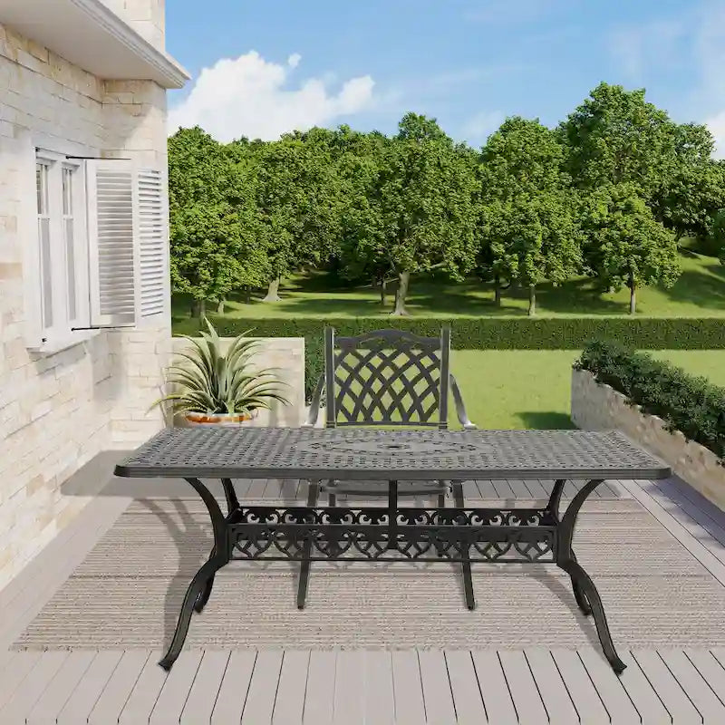 Clihome 71  Cast Aluminum Patio Rectangular Dining Table