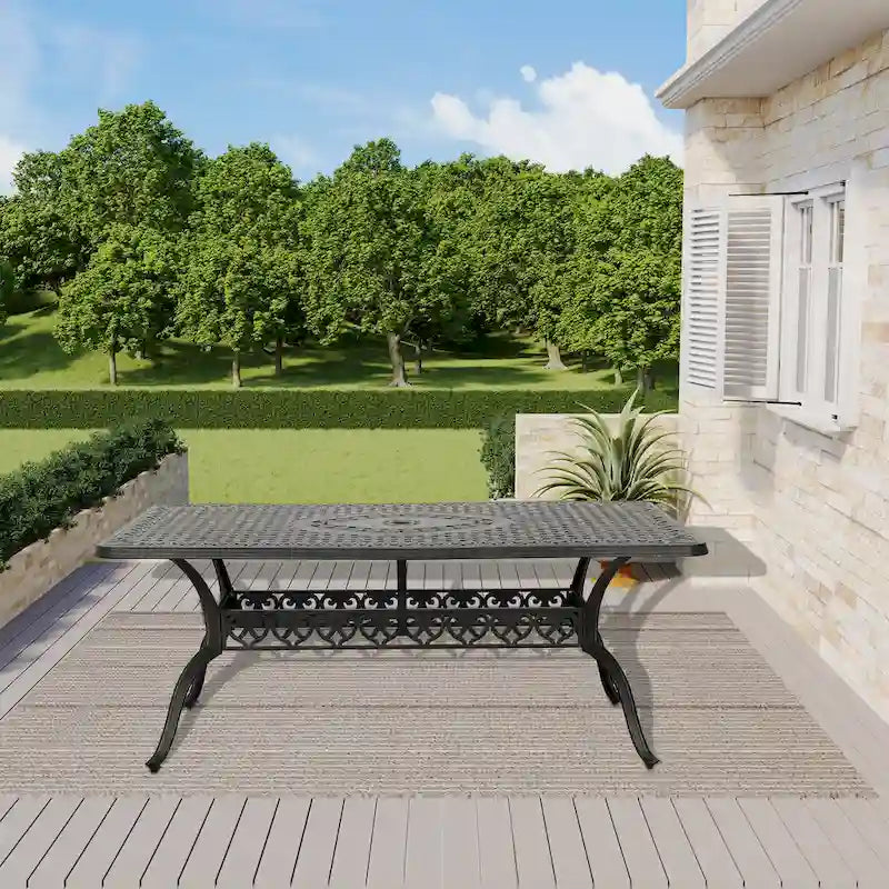 Clihome 71  Cast Aluminum Patio Rectangular Dining Table