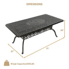 Clihome 71  Cast Aluminum Patio Rectangular Dining Table