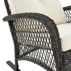 Manhattan Comfort Furttuo Steel Rattan Outdoor Rocking Chair with Cushions