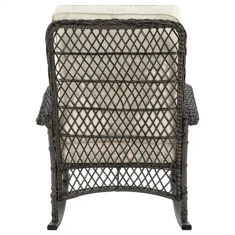 Manhattan Comfort Furttuo Steel Rattan Outdoor Rocking Chair with Cushions