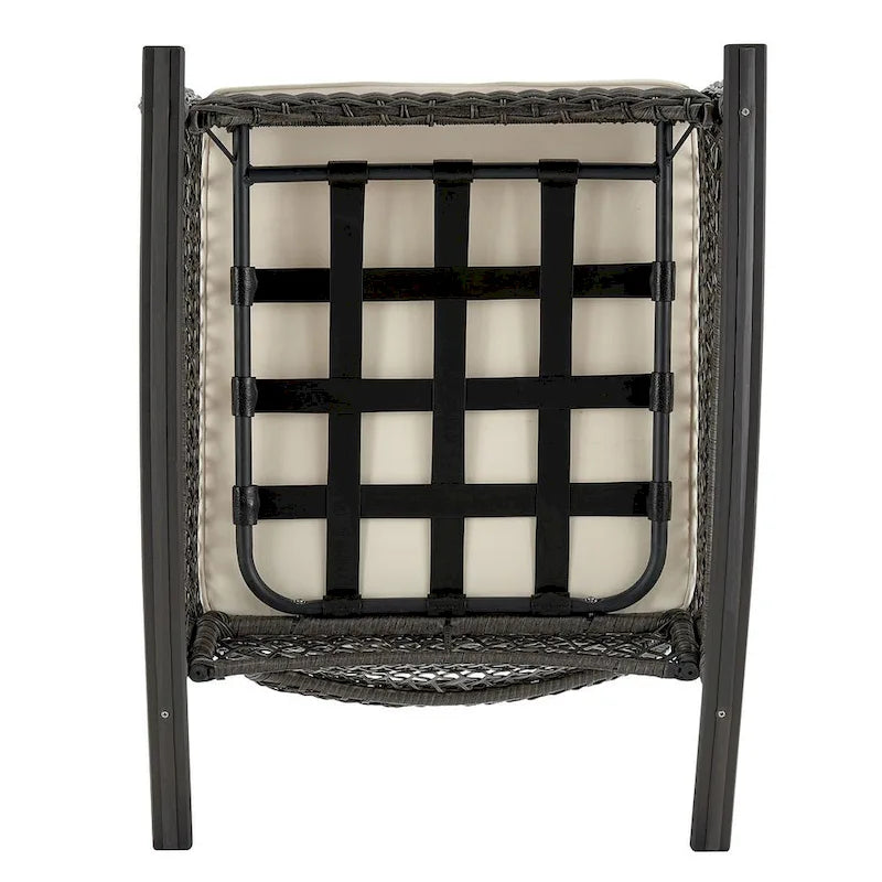 Manhattan Comfort Furttuo Steel Rattan Outdoor Rocking Chair with Cushions