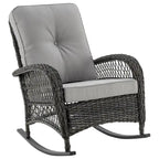 Manhattan Comfort Furttuo Steel Rattan Outdoor Rocking Chair with Cushions