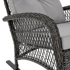 Manhattan Comfort Furttuo Steel Rattan Outdoor Rocking Chair with Cushions