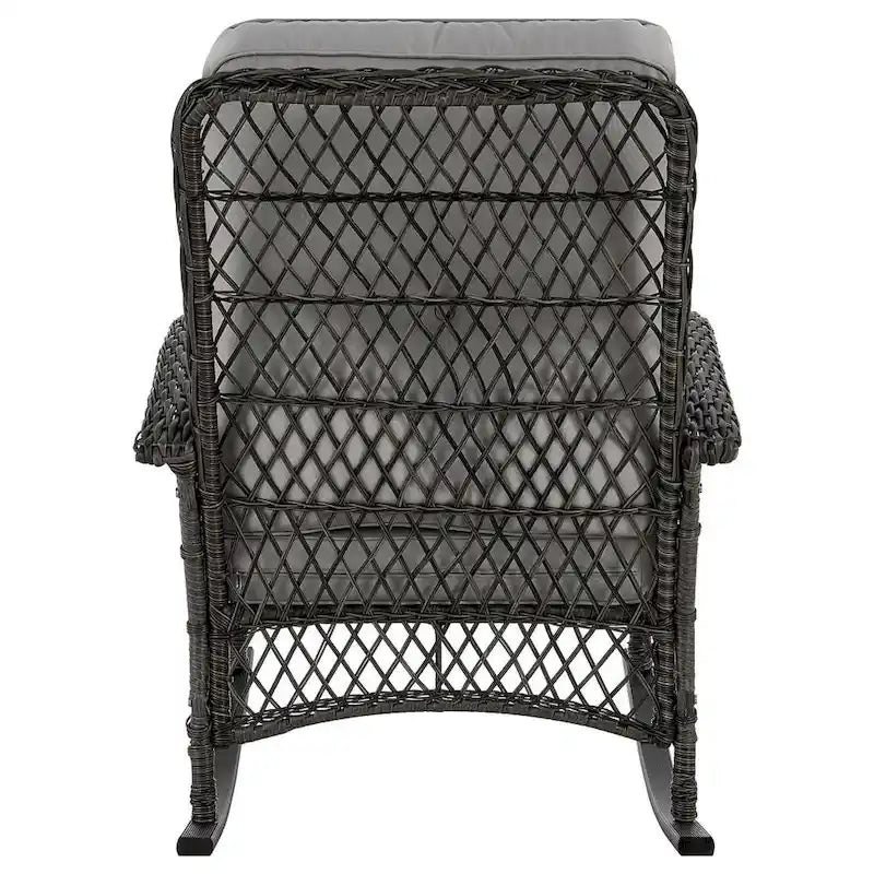 Manhattan Comfort Furttuo Steel Rattan Outdoor Rocking Chair with Cushions