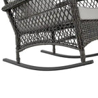 Manhattan Comfort Furttuo Steel Rattan Outdoor Rocking Chair with Cushions