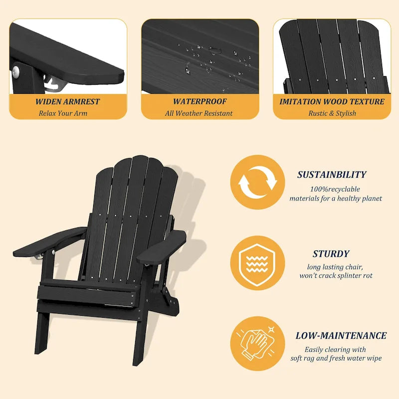 Clihome HIPS Folding Patio Adirondack Chair
