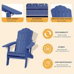 Clihome HIPS Folding Patio Adirondack Chair