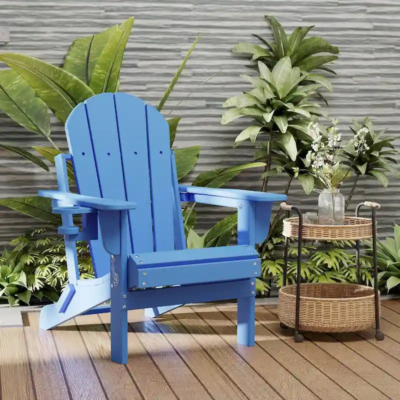 Outdoor Folding Adirondack Chair Patio Chair with Cup Holder
