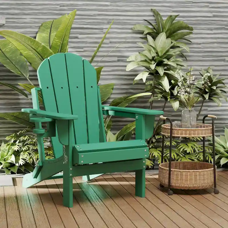 Outdoor Folding Adirondack Chair Patio Chair with Cup Holder