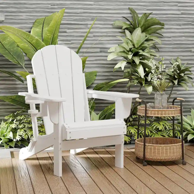 Outdoor Folding Adirondack Chair Patio Chair with Cup Holder
