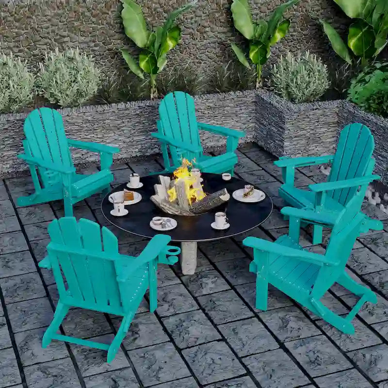 Outdoor Folding Adirondack Chair Patio Chair with Cup Holder
