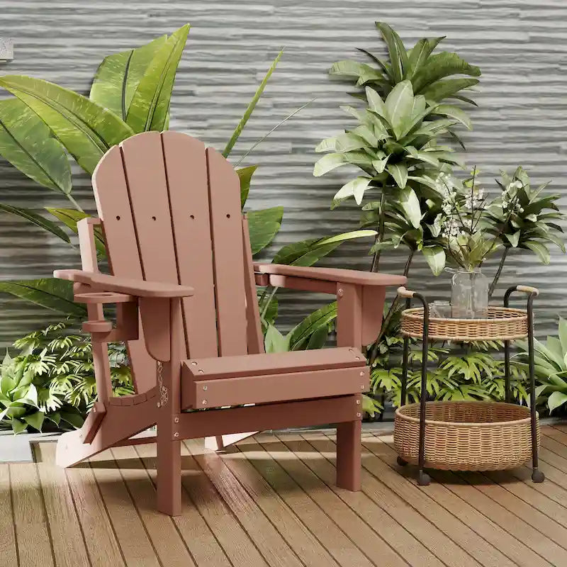 Outdoor Folding Adirondack Chair Patio Chair with Cup Holder