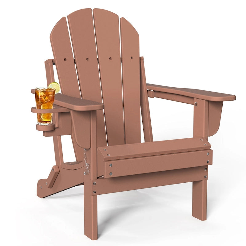 Outdoor Folding Adirondack Chair Patio Chair with Cup Holder
