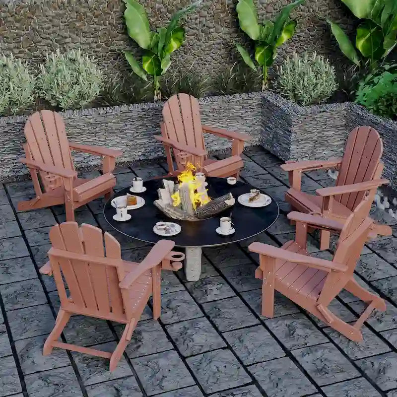 Outdoor Folding Adirondack Chair Patio Chair with Cup Holder