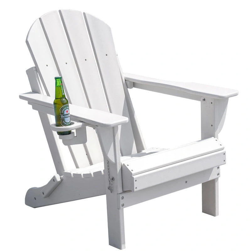 Outdoor Folding Adirondack Chair Patio Chair with Cup Holder