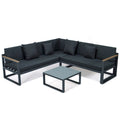 Chelsea 3-Piece Outdoor Aluminum Sectional Set in Black Frame for Patio Porch Backyard Garden