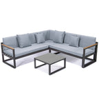 Chelsea 3-Piece Outdoor Aluminum Sectional Set in Black Frame for Patio Porch Backyard Garden