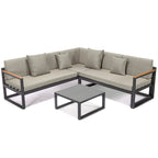 Chelsea 3-Piece Outdoor Aluminum Sectional Set in Black Frame for Patio Porch Backyard Garden