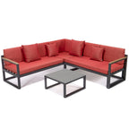 Chelsea 3-Piece Outdoor Aluminum Sectional Set in Black Frame for Patio Porch Backyard Garden